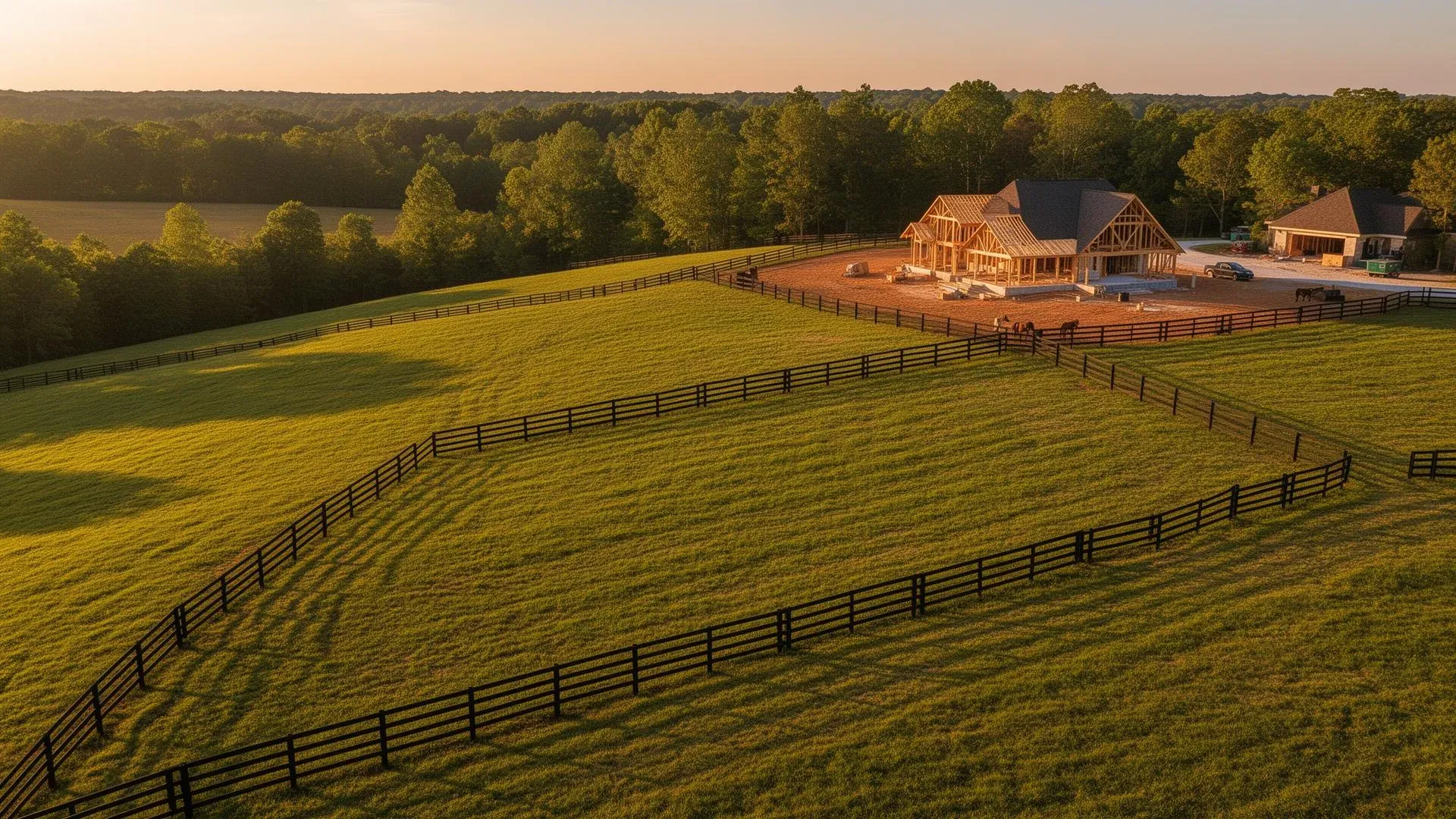 Virginia rural estate property at golden hour