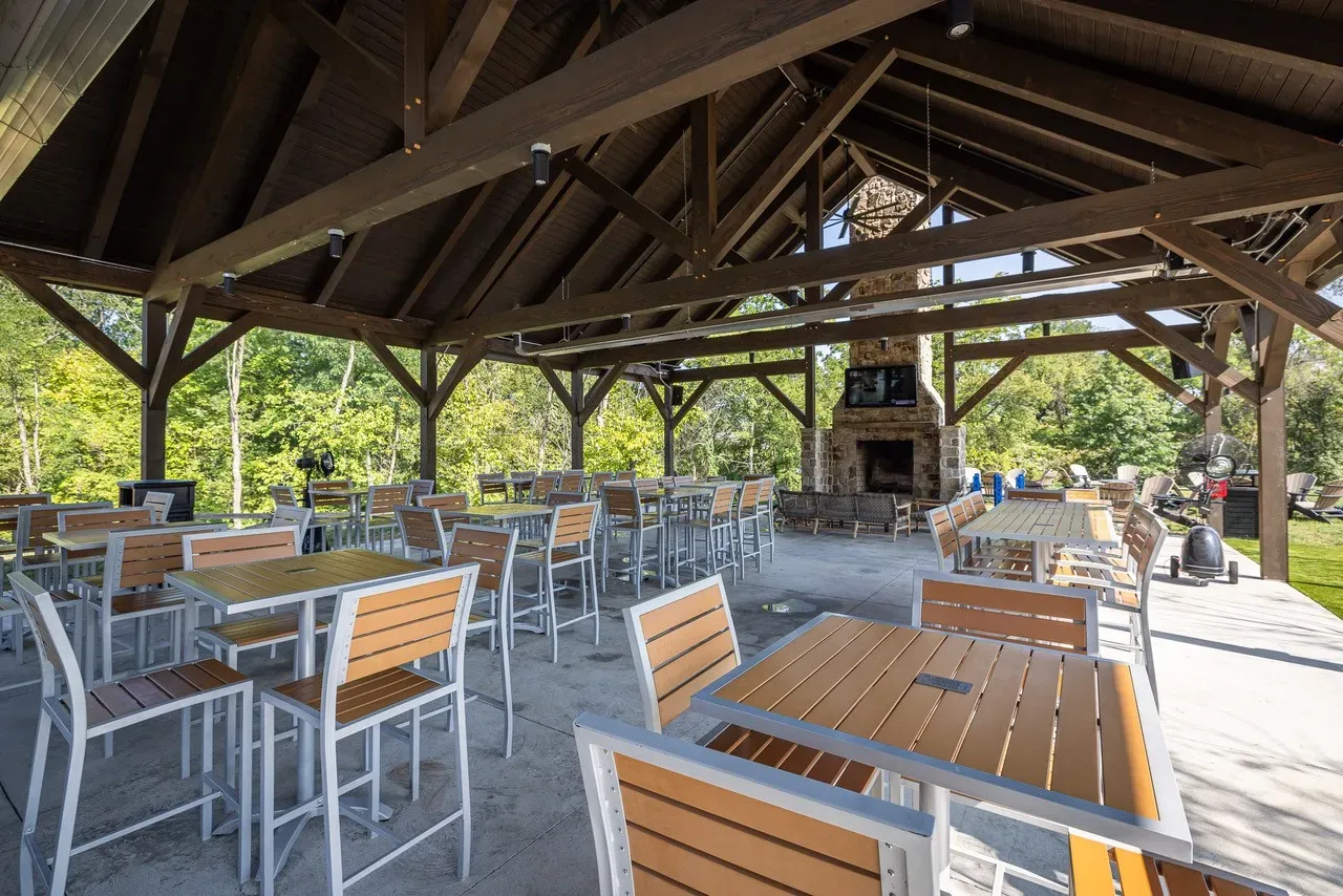 Pavilion Interior — Seating & Fireplace - photo 1 by Hearthstone Design Build